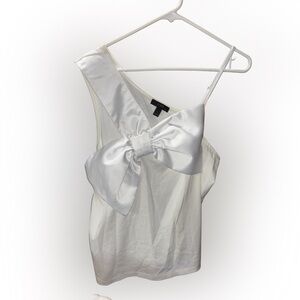 J Crew White Bow Top